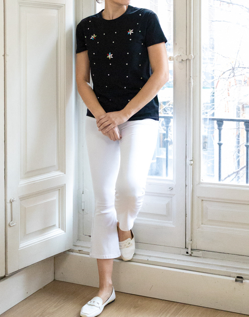 Camiseta estrellas de pedrería negro muestrarios de ropa y moda de mujer ideas vestir mujer mediana edad