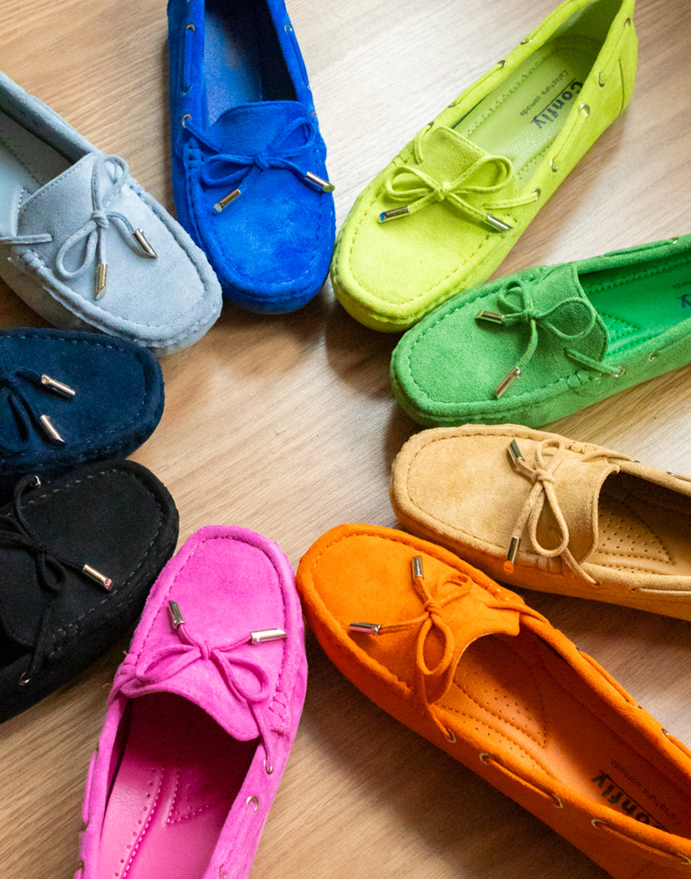 Mocasines efecto ante naranja tienda de mujeres muestrarios ropa calzado mocasin mocasines efecto ante suave lazo cordel accesorios complementos