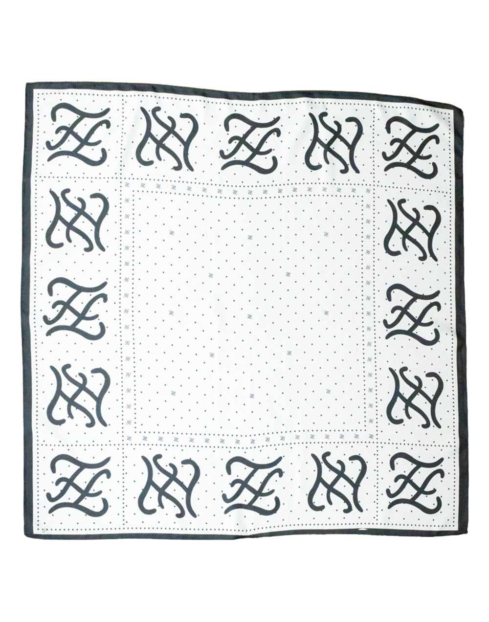 Pañuelo de seda con estampado de puntos y monograma en blanco y negro tienda de ropa mujeres muestrarios accesorios complementos pañuelo seda puntos monograma blanco y negro