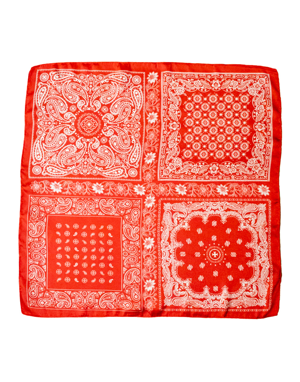 Pañuelo de seda con estampado estilo bandana rojo tienda de ropa mujeres muestrarios complementos accesorios pañuelo seda bandana