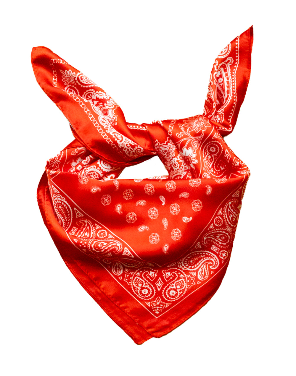 Pañuelo de seda con estampado estilo bandana rojo tienda de ropa mujeres muestrarios complementos accesorios pañuelo seda bandana