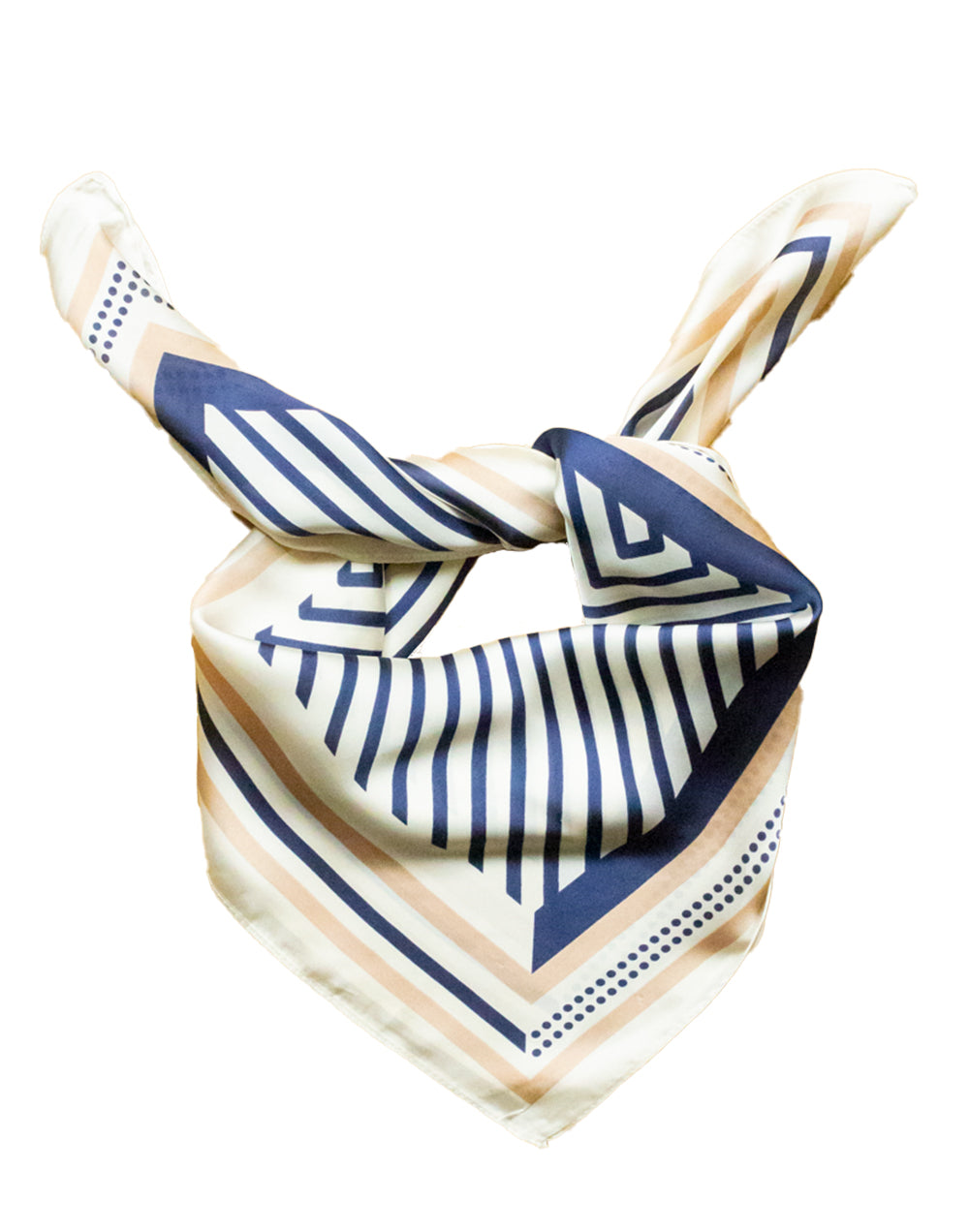 Pañuelo de seda con líneas geométricas azul marino tienda de ropa mujeres muestrarios accesorios complementos pañuelo seda geometría marco