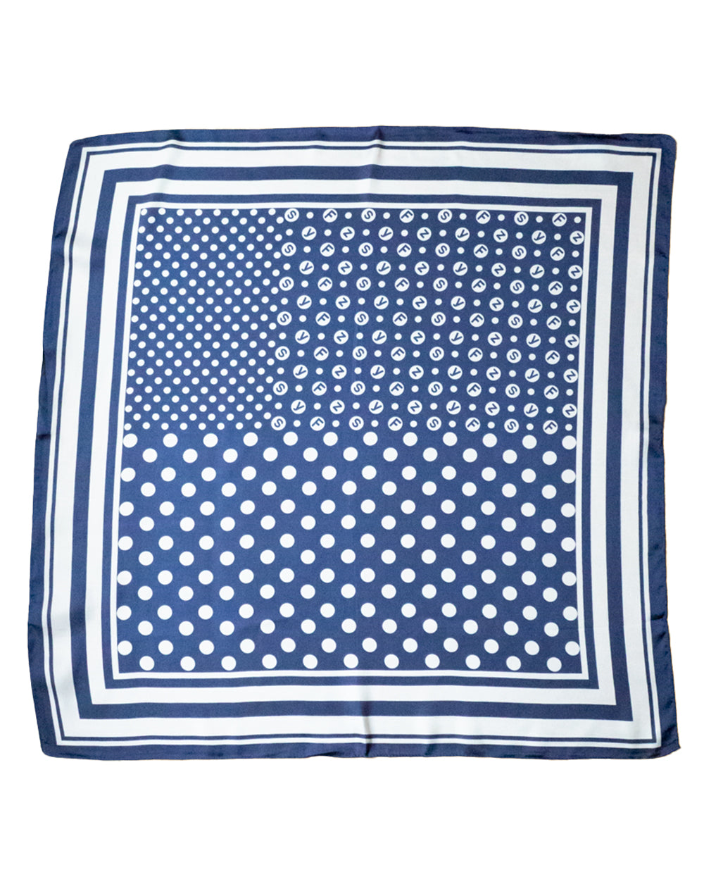 Pañuelo de seda con estampado de lunares combinados azul marino tienda de ropa mujeres muestrarios lunares puntos marco accesorios complementos