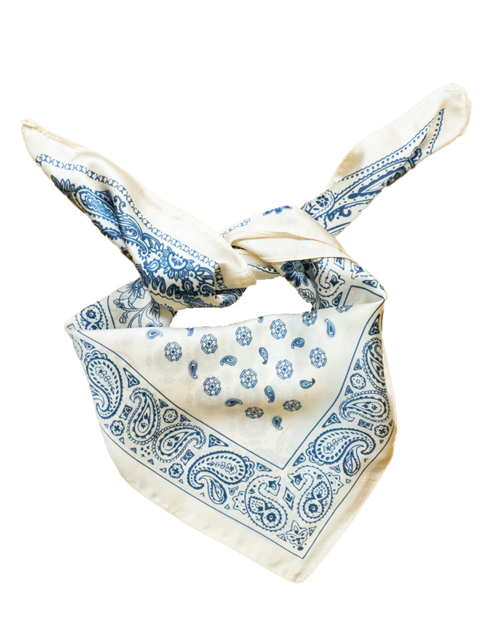 Pañuelo de seda con estampado estilo bandana azul tienda de ropa mujeres muestrarios accesorios complementos pañuelo seda bandana