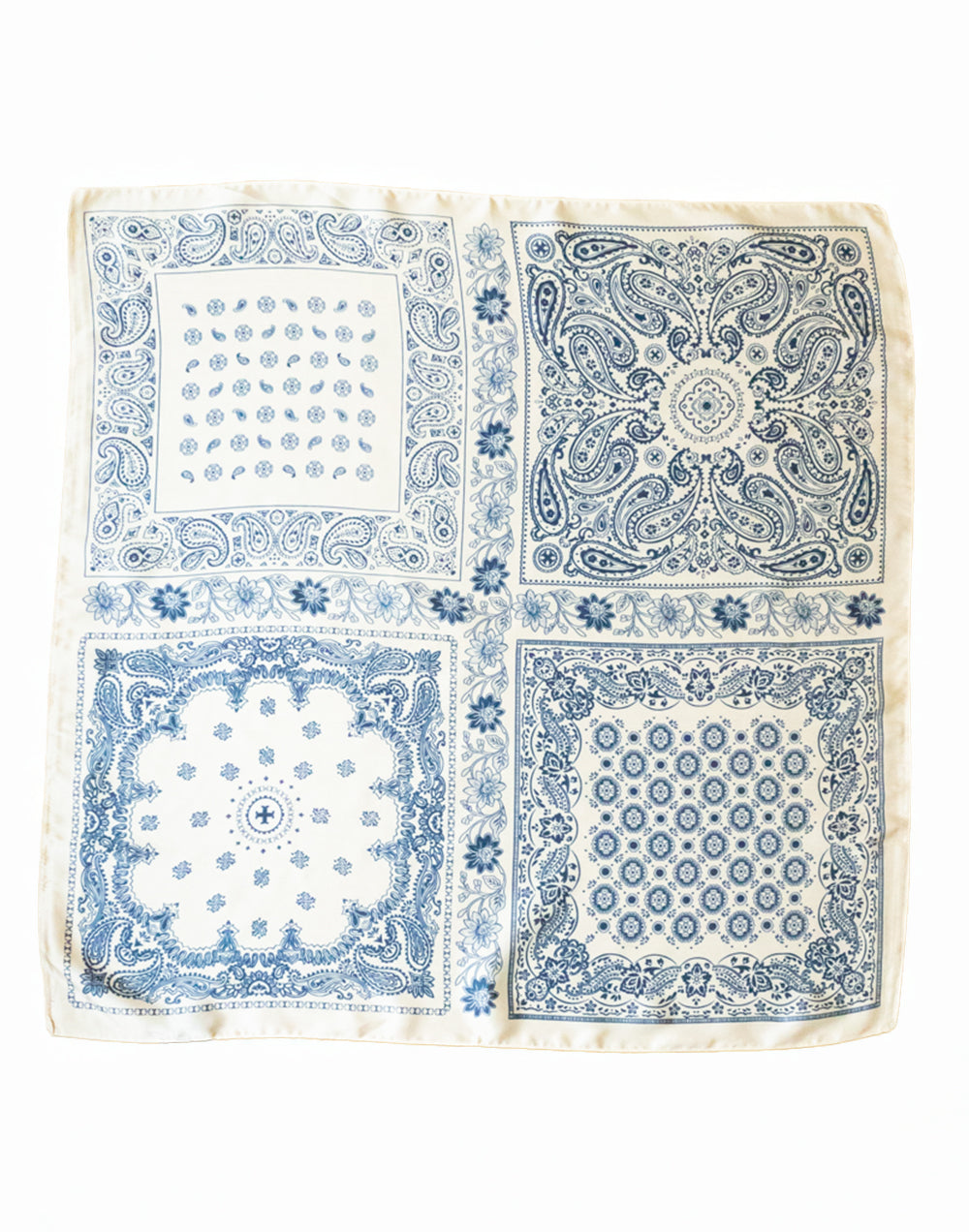Pañuelo de seda con estampado estilo bandana azul tienda de ropa mujeres muestrarios accesorios complementos pañuelo seda bandana