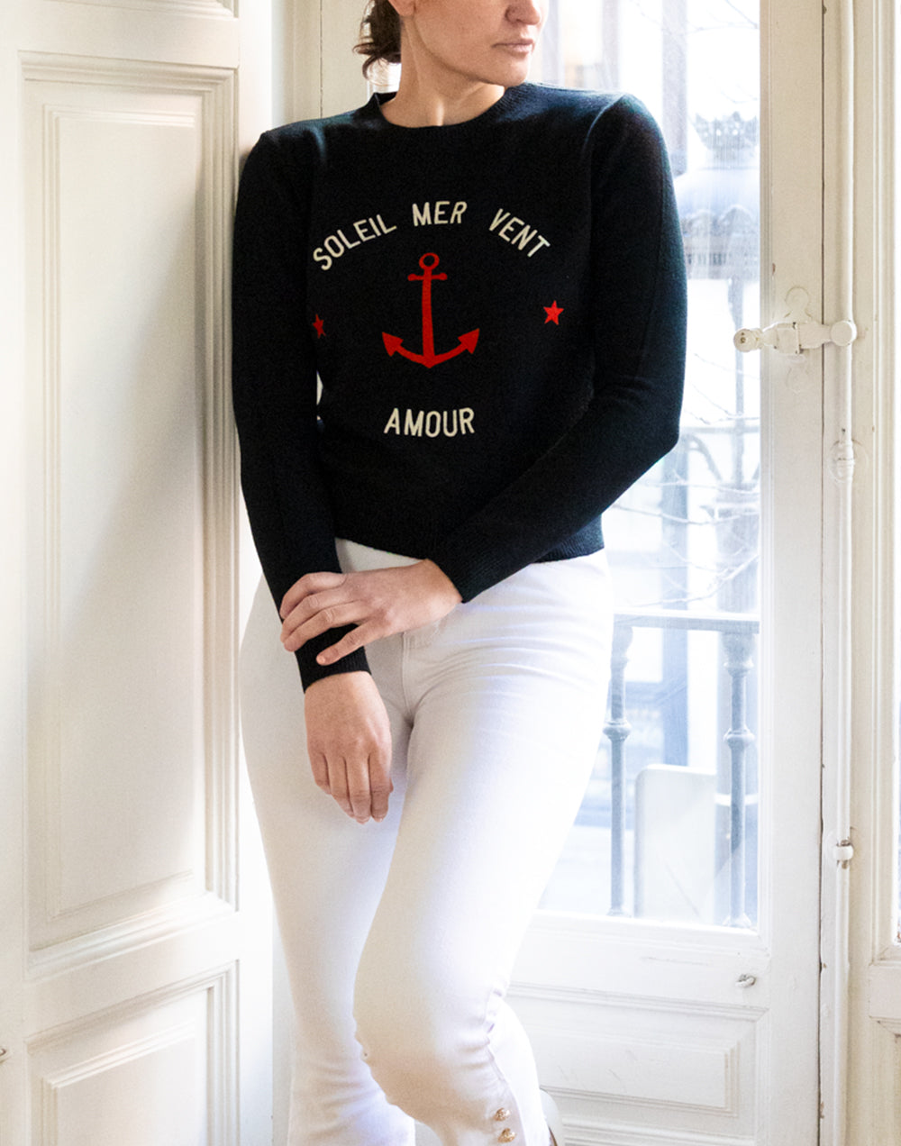 Jersey Soleil Mer Vent Amour negro muestrarios de ropa y moda de mujer vestir bien con talla grande plus