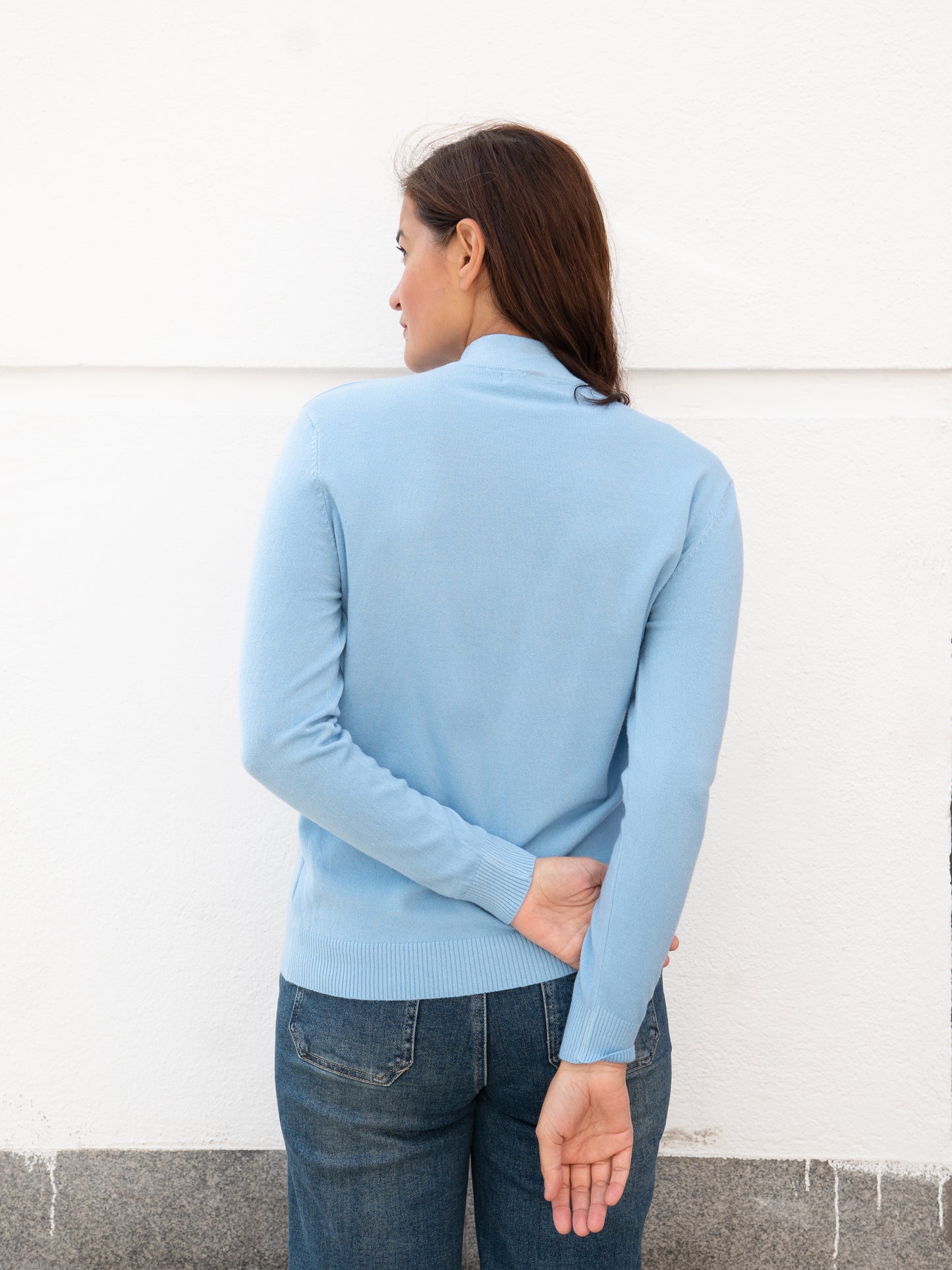 Jersey básico cuello perkins azul cielo muestrarios de ropa y moda jersey colores