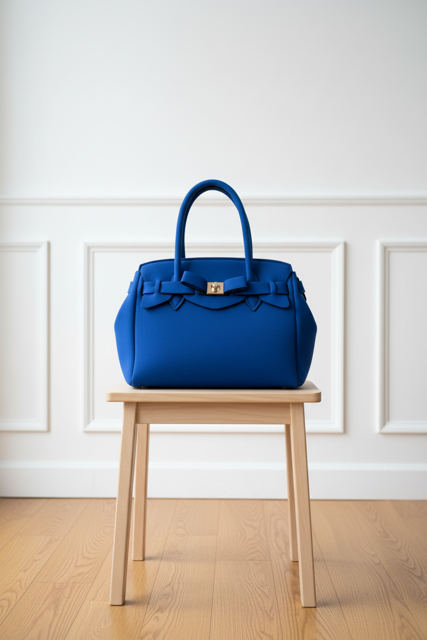 Bolso azul con lazo corregido