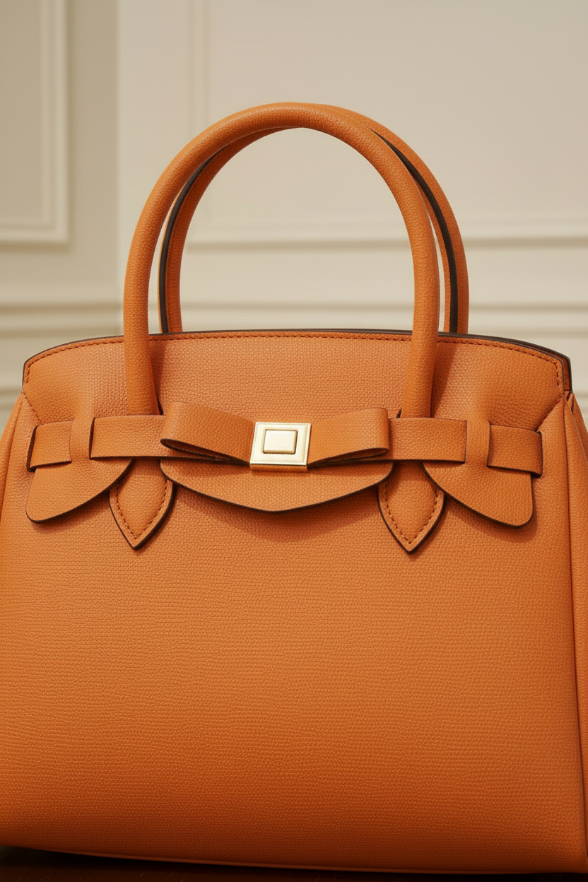 Bolso naranja - detalle cierre
