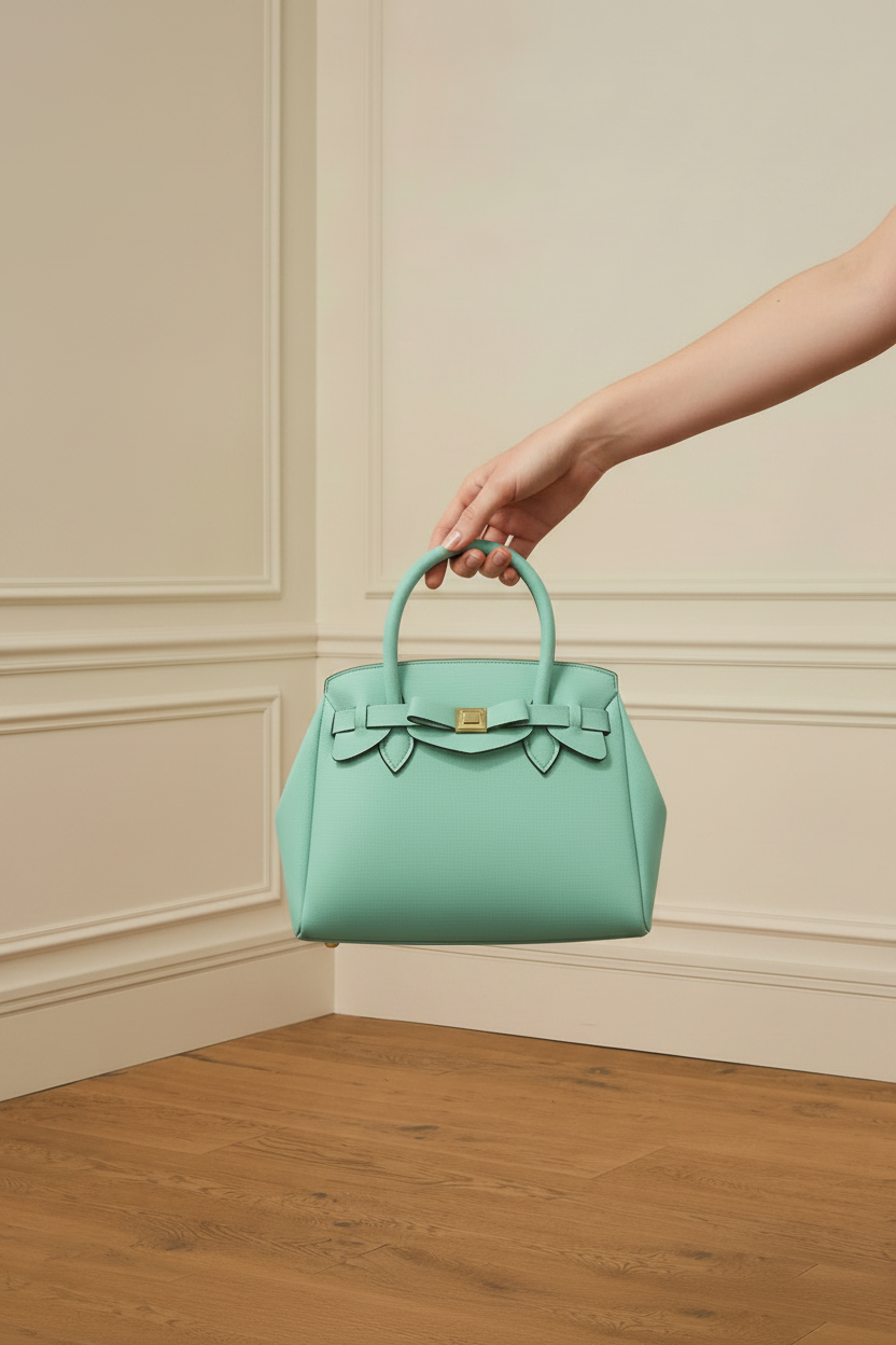 Bolso turquesa mini - con mano