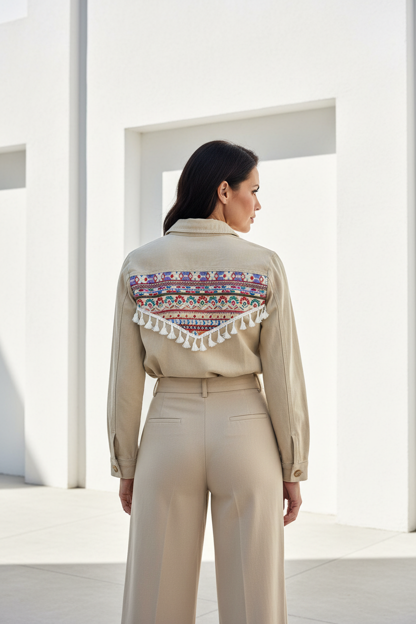 CA0526 - Espalda con pantalón beige ancho