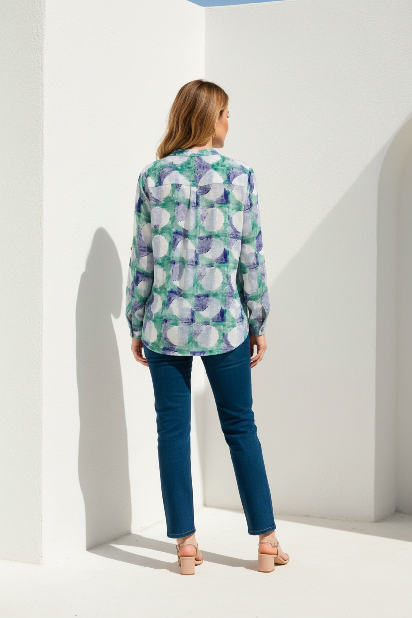 Camisa círculos verde lavanda - espalda