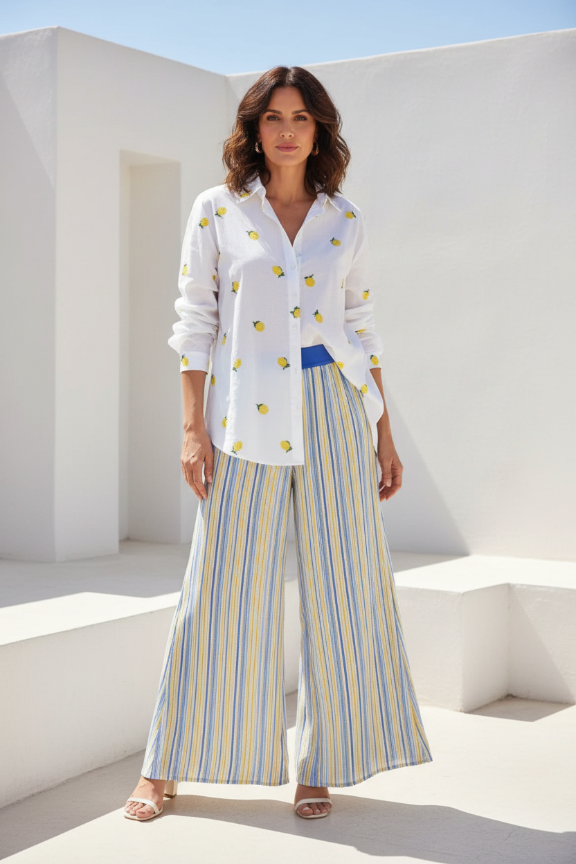 Camisa blanca con bordado de limones