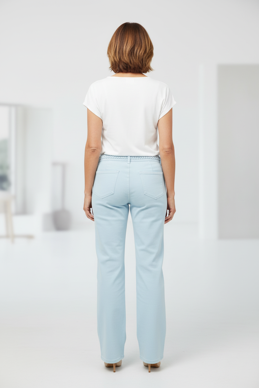 Pantalón con cinturilla trenzada azul bebé