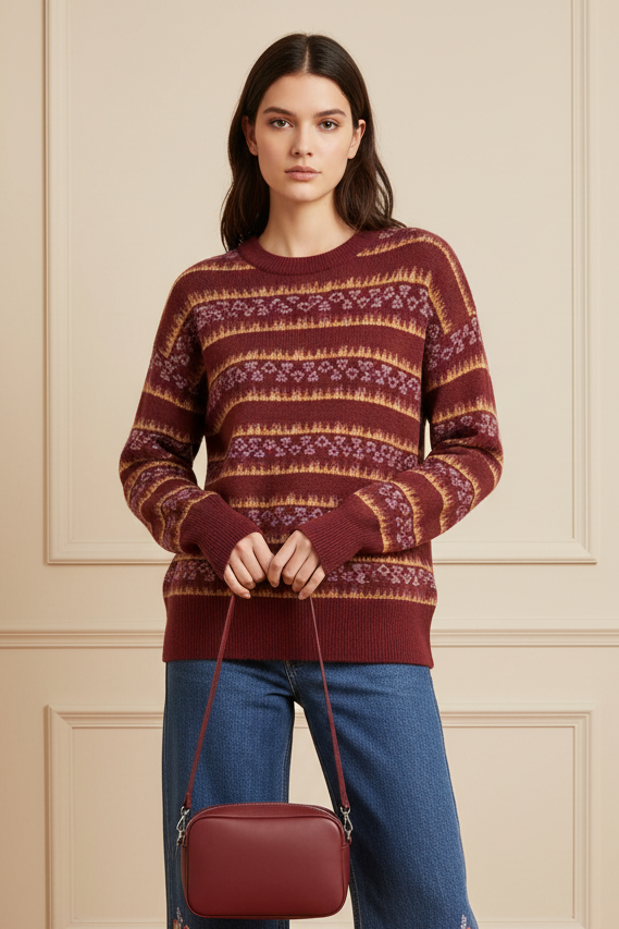 Jersey Jacquard Granate detalle