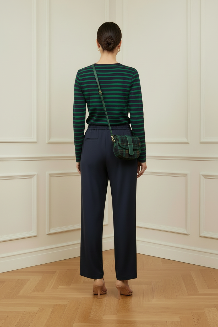 Look rayas marino y verde, vista trasera
