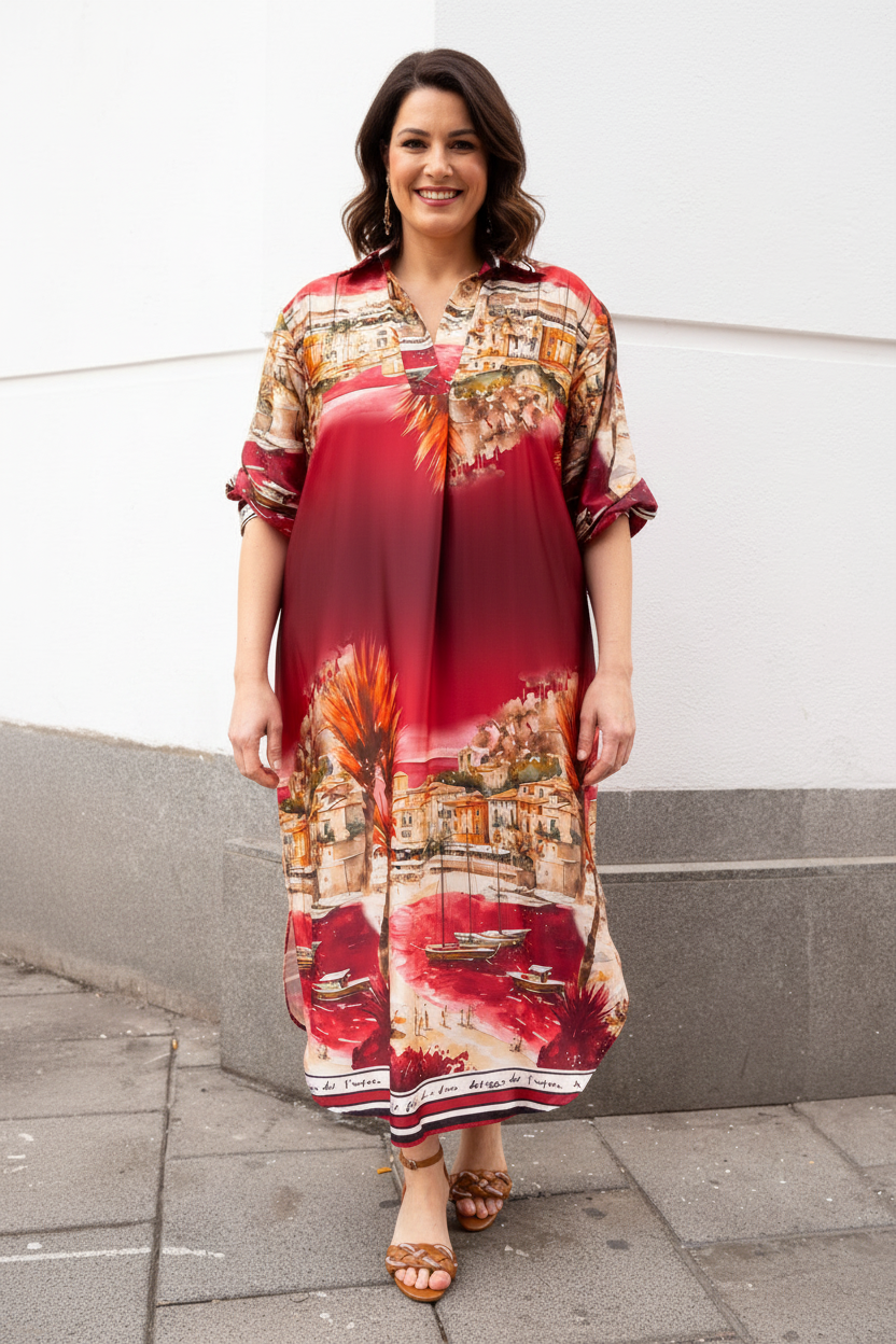 Modelo talla grande con vestido kaftán