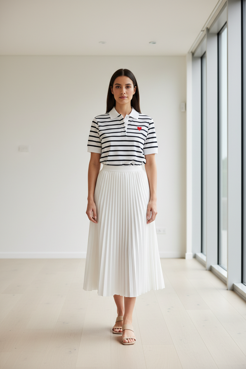 Polo marinero negro manga corta completo