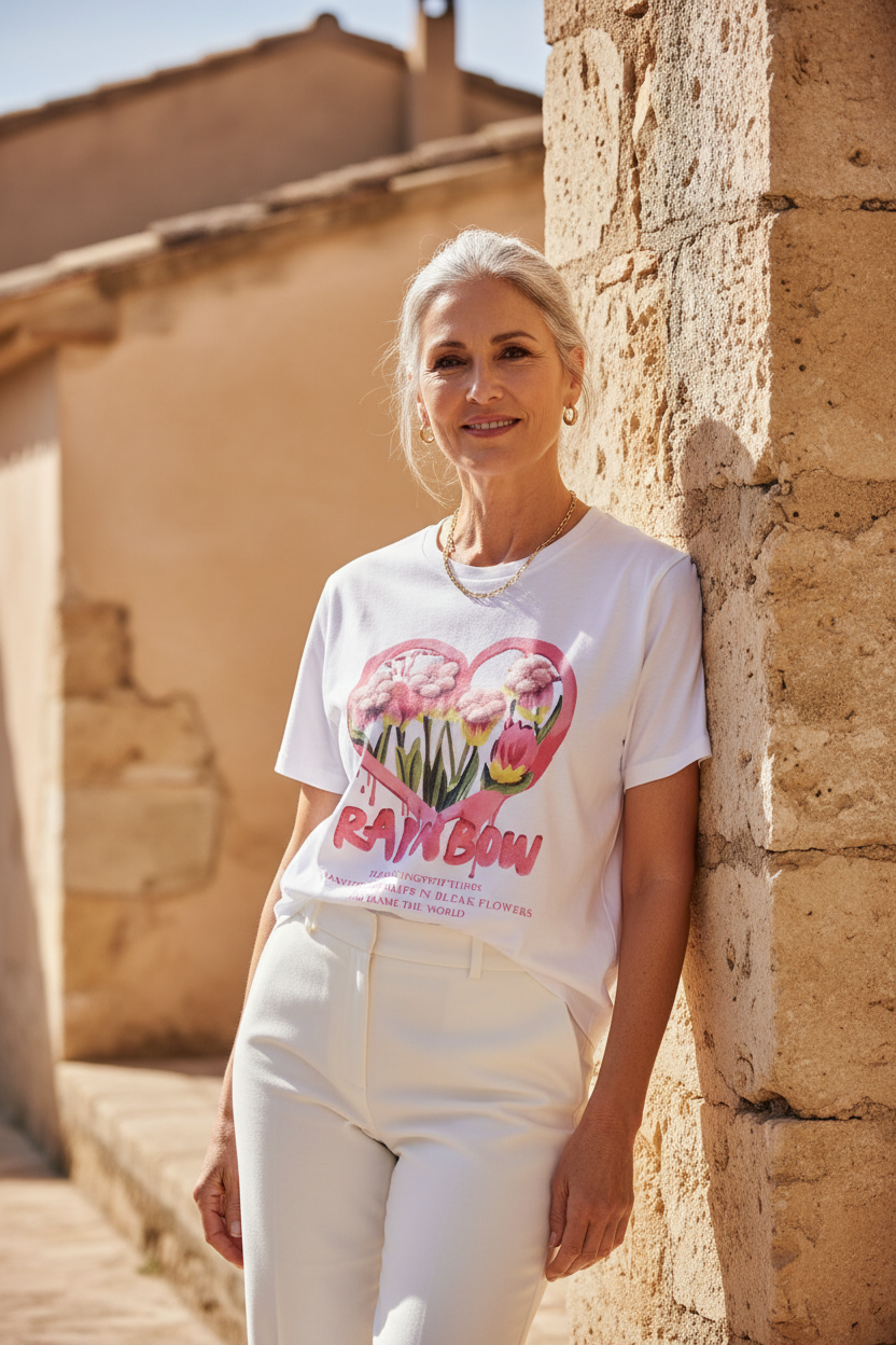 Camiseta Rainbow rosa
