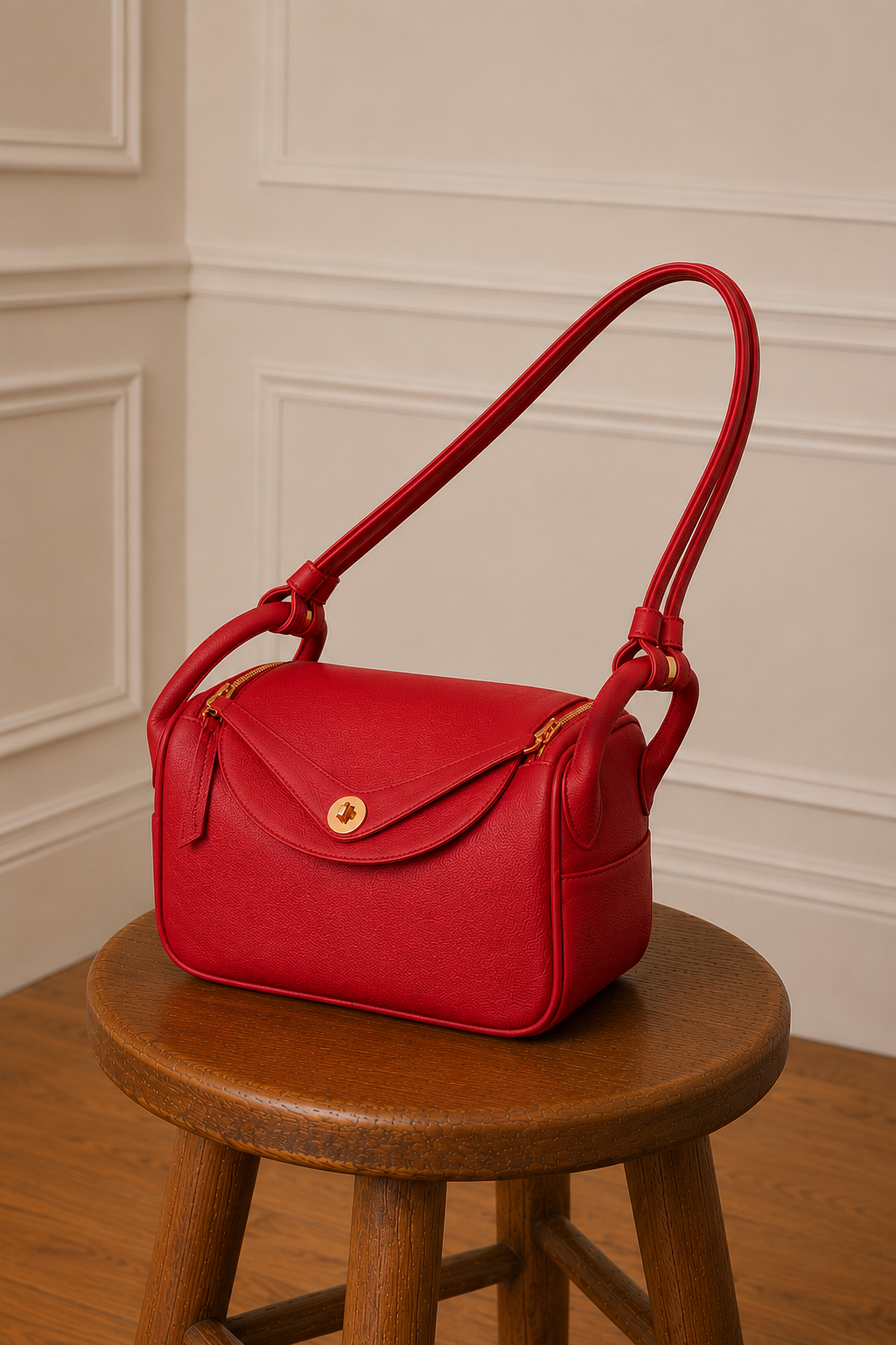 Bolso de hombro rojo piel vegana