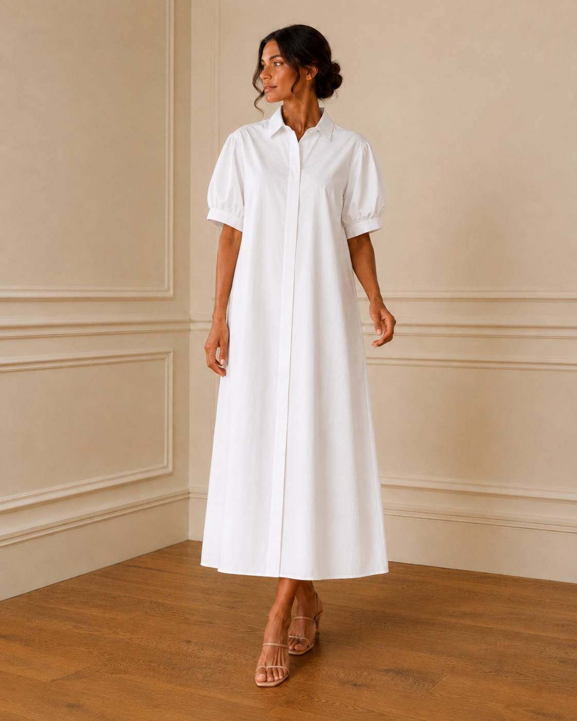 Vestido camisero blanco midi