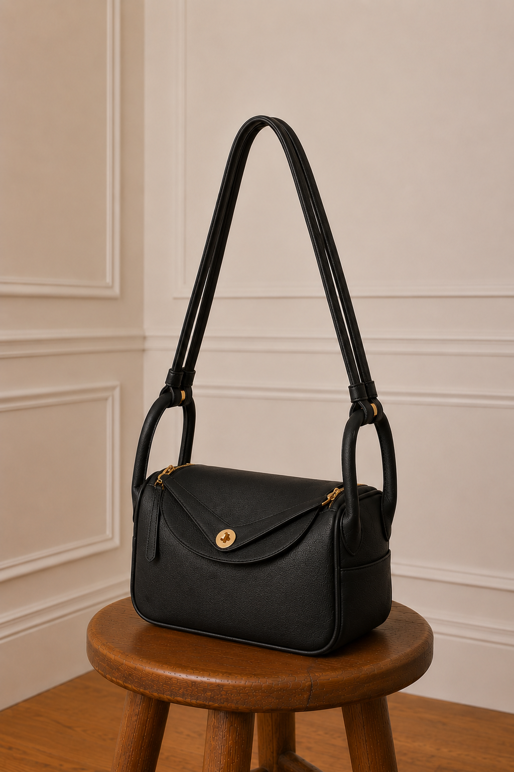 Bolso de hombro negro piel vegana