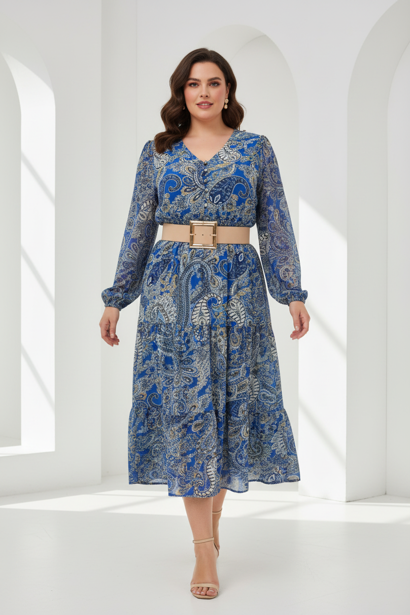 Vestido azul modelo curvy