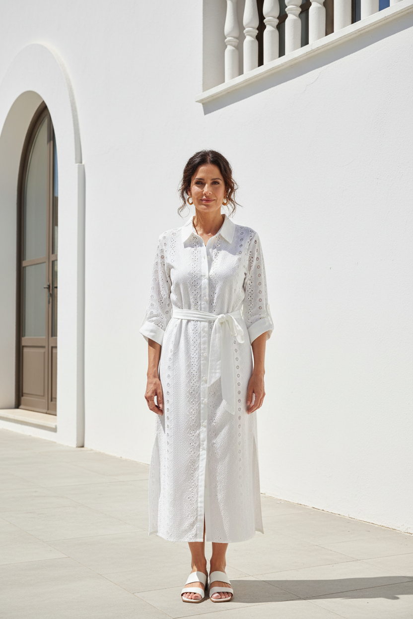 Vestido broderie blanco en modelo