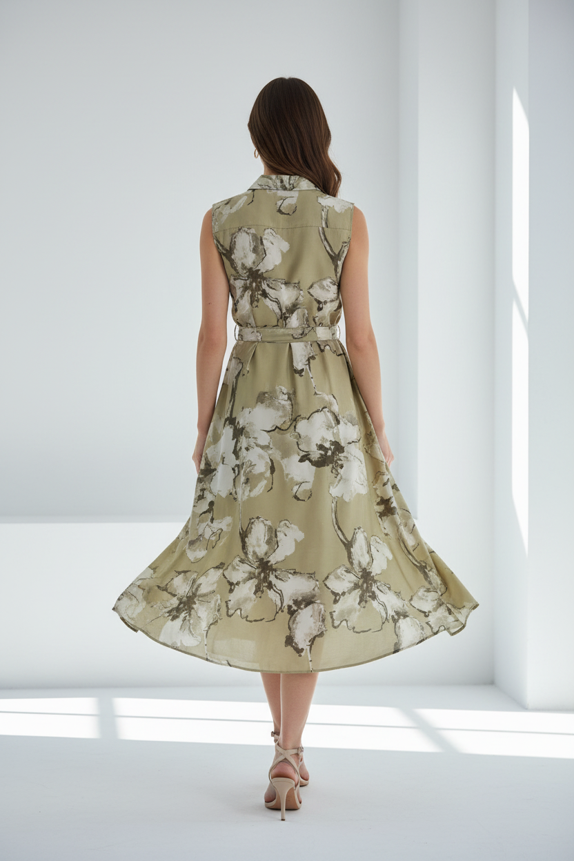 Vestido camisero verde oliva espalda