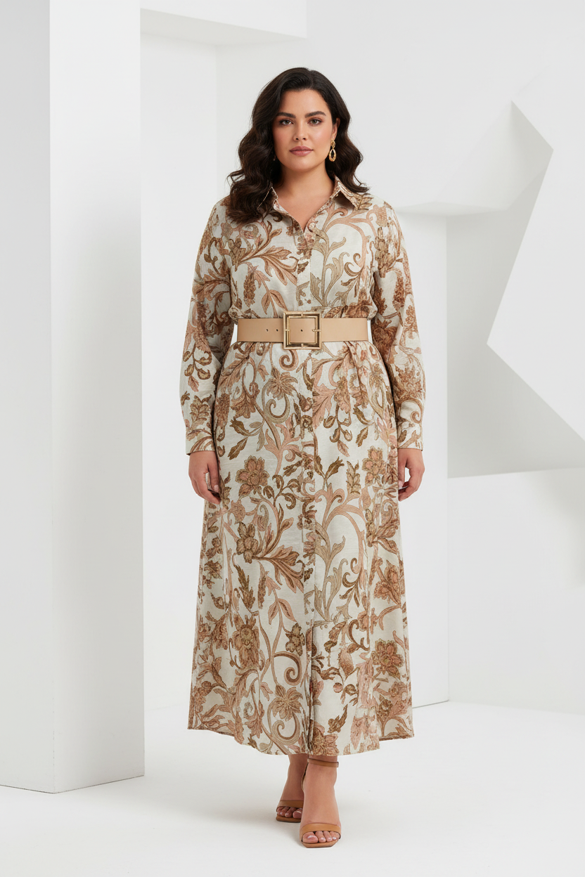 Vestido con cinturón - modelo curvy