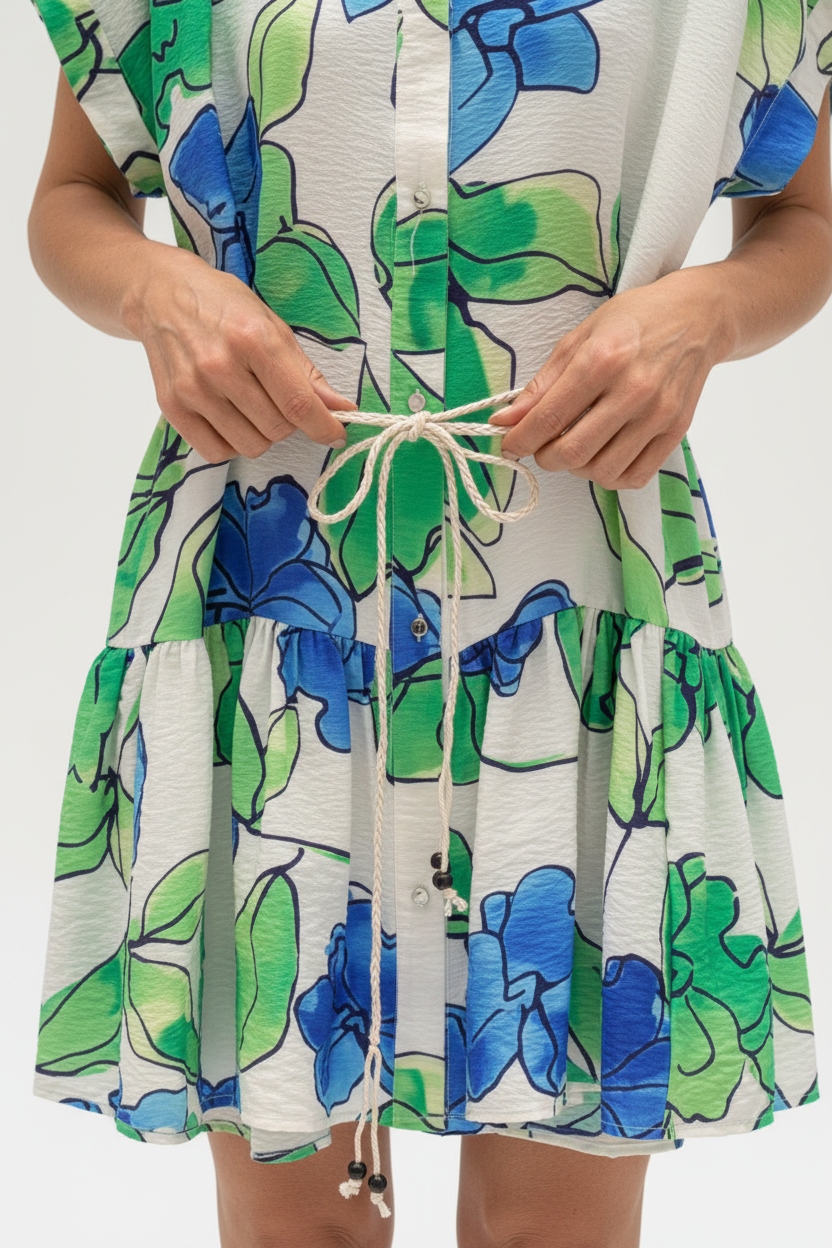 Vestido corto floral detalle