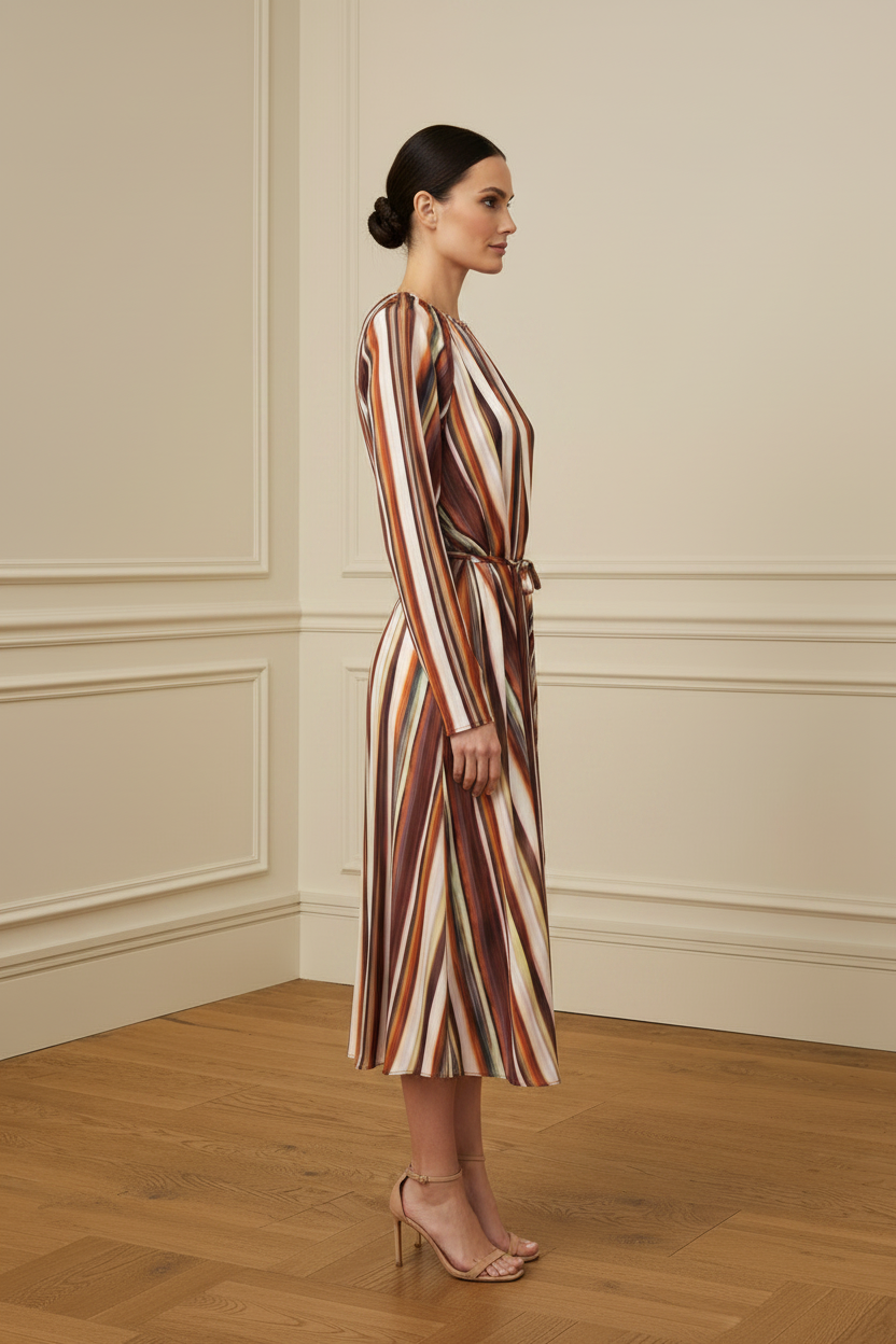 Vestido midi rayas multicolor - vista lateral