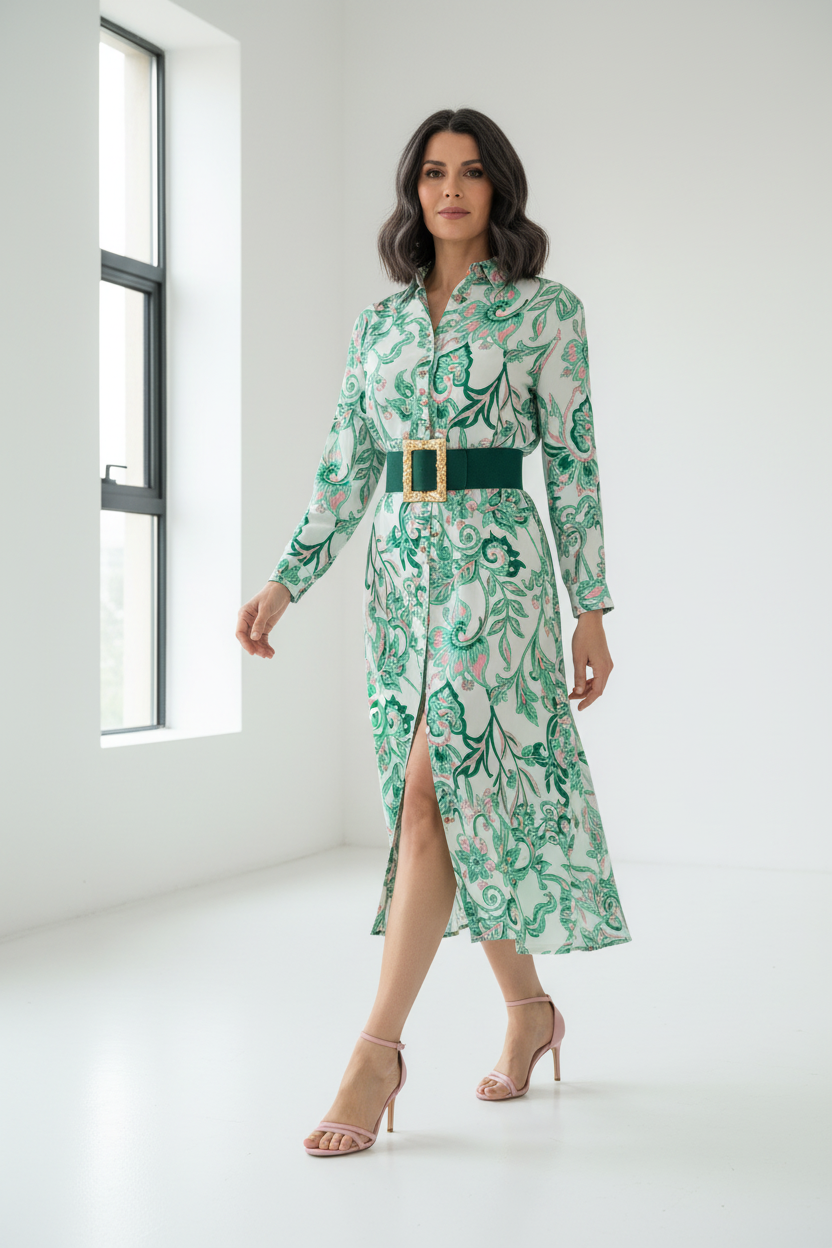 Vestido verde modelo española mayor