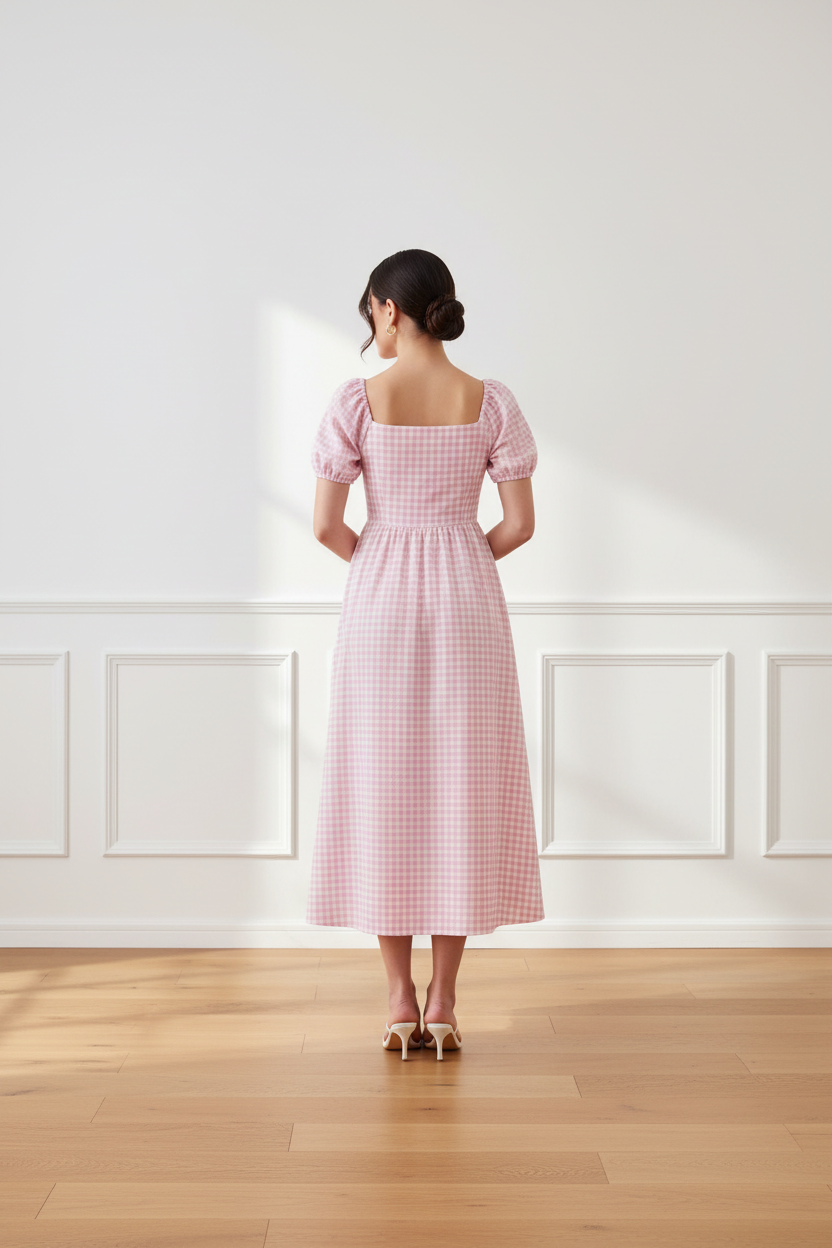 Vestido vichy rosa - espaldas