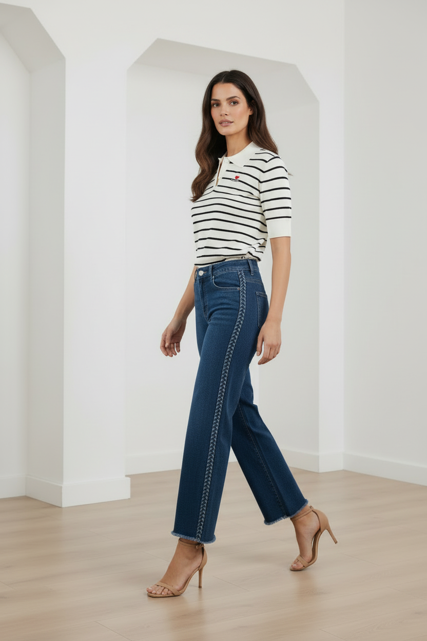 Vista diagonal mostrando trenza lateral