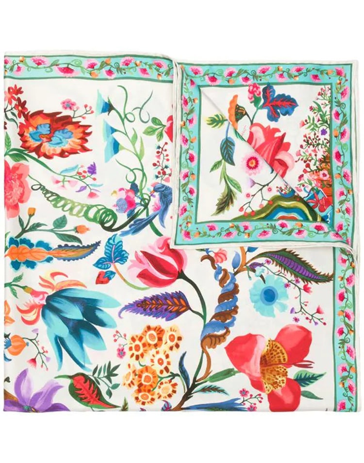 Pañuelo de seda árbol y leopardo blanco muestrarios tienda de ropa de mujer y accesorios de moda de mujer