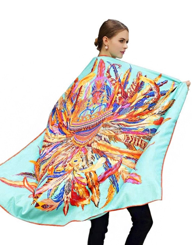 Pañuelo de seda corona apache aguamarina muestrarios tienda de ropa de mujer y accesorios de moda de mujer