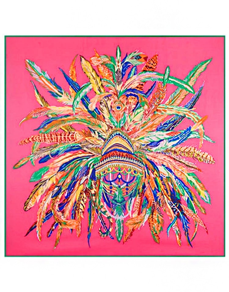 Pañuelo de seda corona apache fucsia muestrarios tienda de ropa de mujer y accesorios de moda de mujer