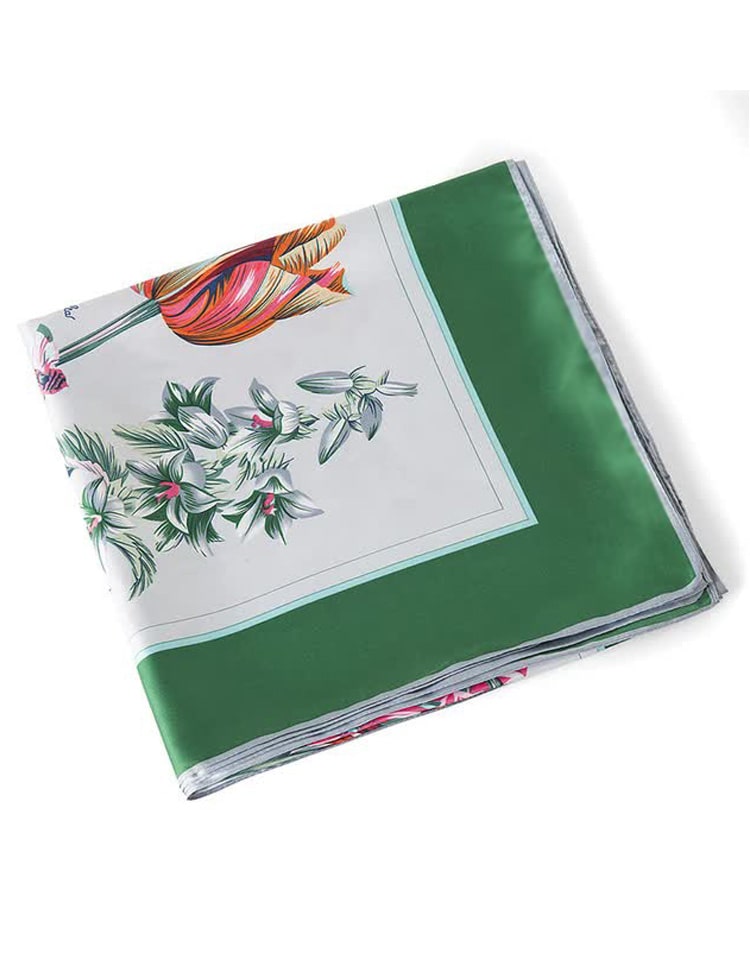 Pañuelo de seda cuaderno de botánica verde muestrarios tienda de ropa de mujer y accesorios de moda de mujer