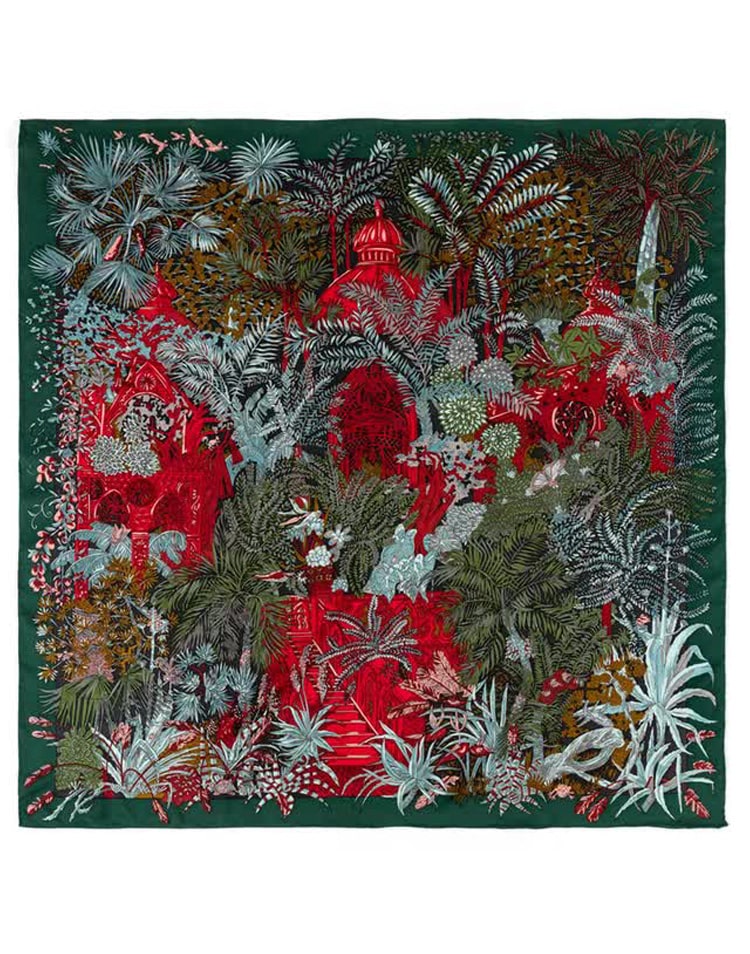 Pañuelo de seda libro de la selva verde muestrarios tienda de ropa de mujer y accesorios de moda de mujer