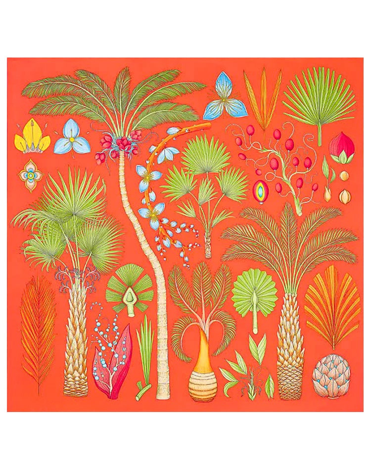 Pañuelo de seda palmeras naranja muestrarios tienda de ropa de mujer y accesorios de moda de mujer