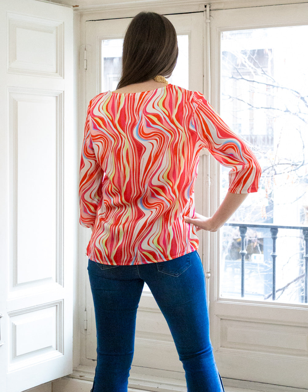 Camisa tipo top estampado retro rosa muestrarios de ropa y moda de mujer vestir bien con talla grande plus mujer mediana edad