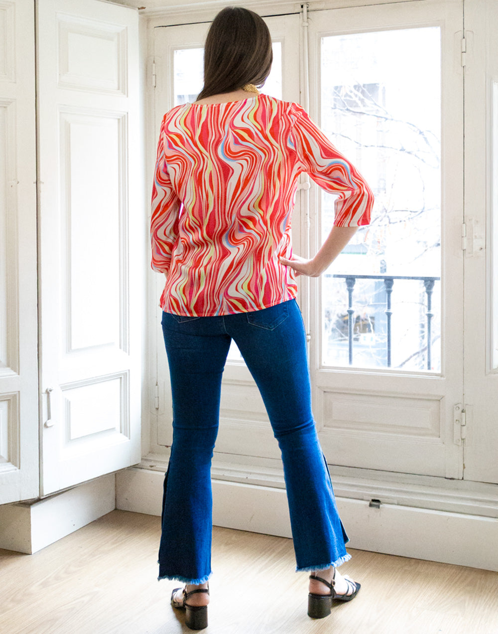 Camisa tipo top estampado retro rosa muestrarios de ropa y moda de mujer vestir bien con talla grande plus mujer mediana edad