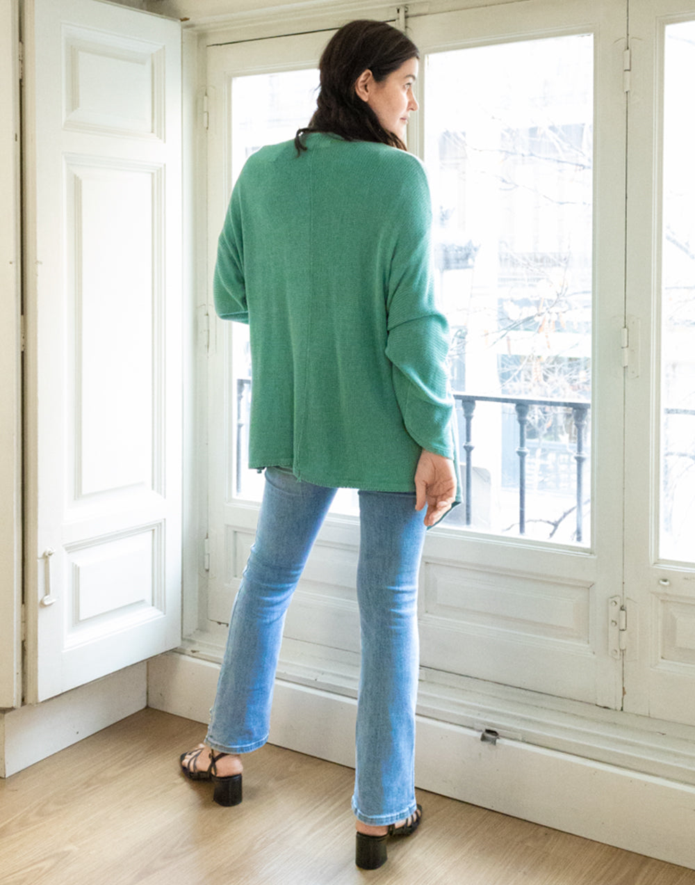 Chaqueta 34 de punto calado aguamarina muestrarios de ropa y moda de mujer vestir bien con talla grande plus
