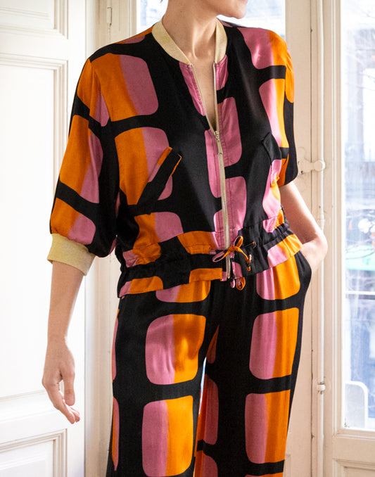 Chaqueta bomber estampado cuadros bicolor negro muestrarios de ropa y moda de mujer ideas para vestir mujer mediana edad