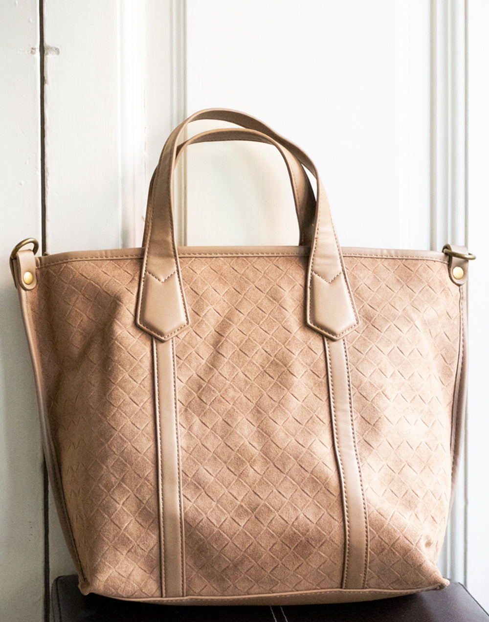 Bolso tote efecto trenzado camel mujer bolsos bolso tienda de ropa muestrarios complementos correa extraible correa efecto piel efecto trenzado asas