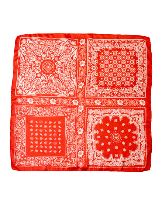 Pañuelo de seda con estampado estilo bandana rojo tienda de ropa mujeres muestrarios complementos accesorios pañuelo seda bandana