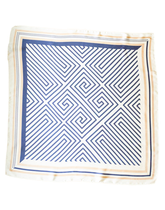 Pañuelo de seda con líneas geométricas azul marino tienda de ropa mujeres muestrarios accesorios complementos pañuelo seda geometría marco