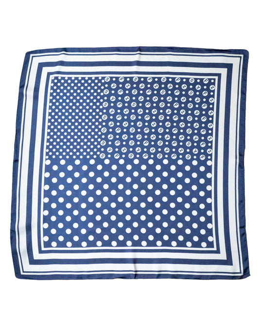 Pañuelo de seda con estampado de lunares combinados azul marino tienda de ropa mujeres muestrarios lunares puntos marco accesorios complementos