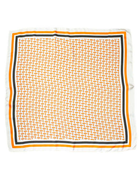 Pañuelo de seda con estampado trenzado naranja tienda de ropa mujeres muestrarios accesorios complementos pañuelos trenzado seda marco